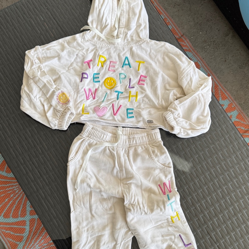 Kids White Matching Set with Colorful Lettering